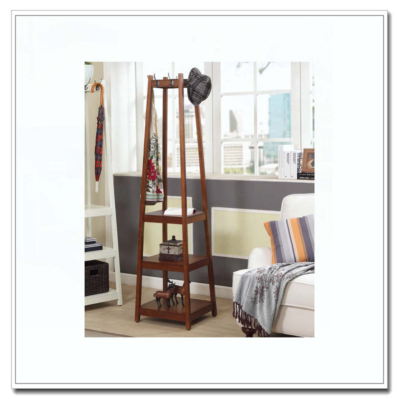 Portemanteau avec tablettes de rangement à 3 niveaux, Noir