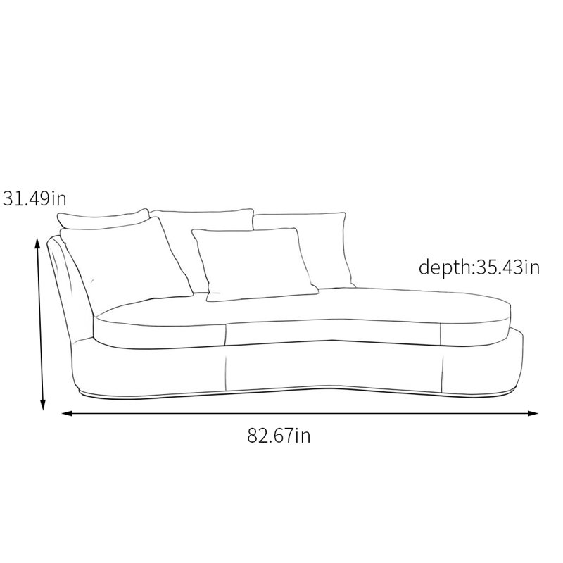 Comfy chaise longue with soft fabric, Left Hand Facing