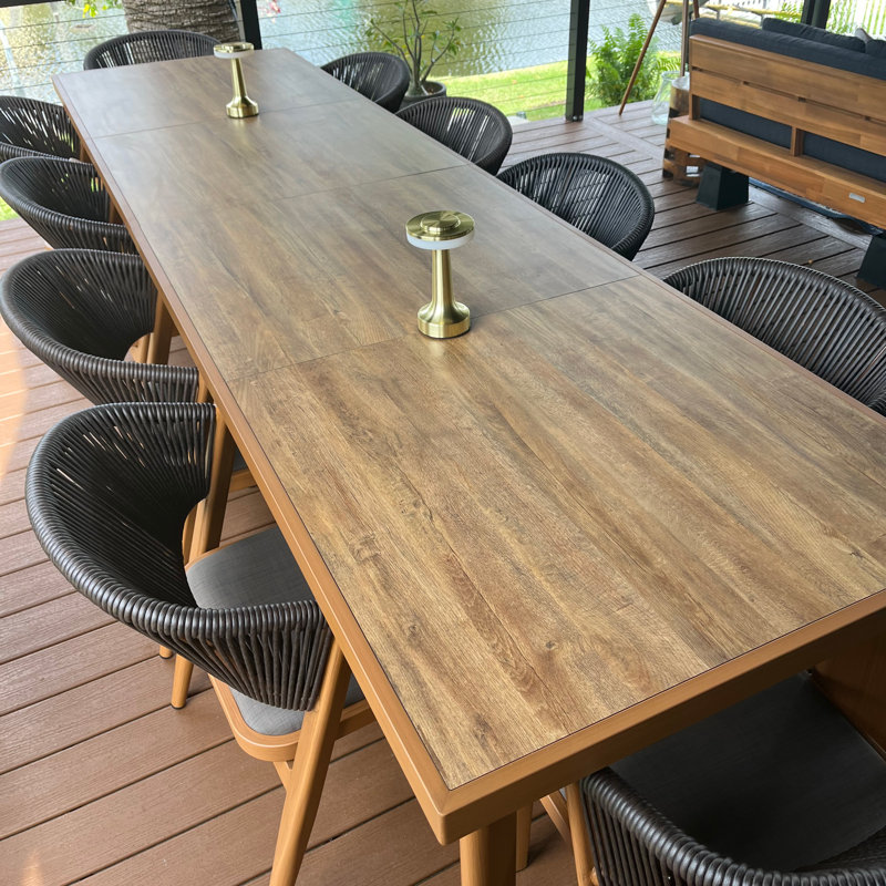 Table de salle à manger en aluminium, H 29,92 po x l 125,98 po x P 33,46 po
