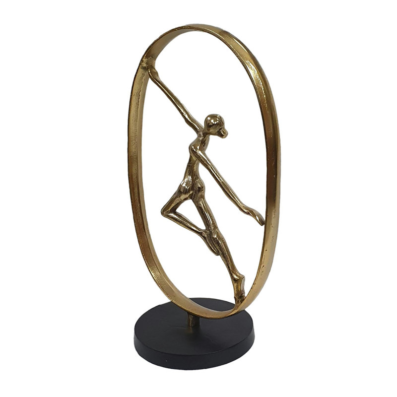 Sculpture figurine en aluminium - 10,5 x 7 x 18 po - Or