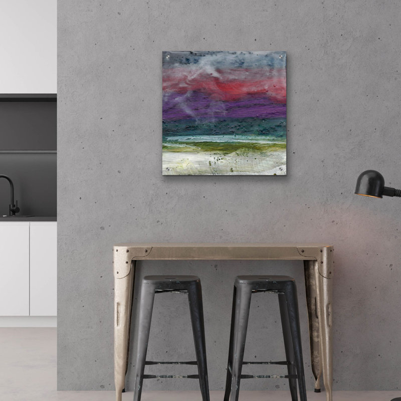  «Red Sky At Night 2» par Alicia Ludwig, art mural en verre acrylique, 24 po x 24 po