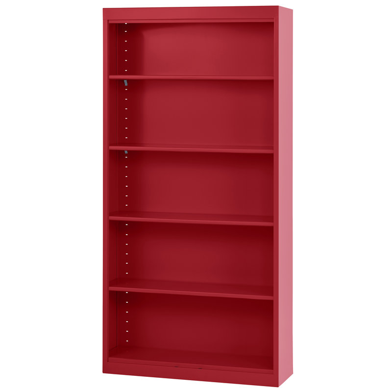 Adjustable Red 36"W x 12"D x 72"H Steel Bookcase