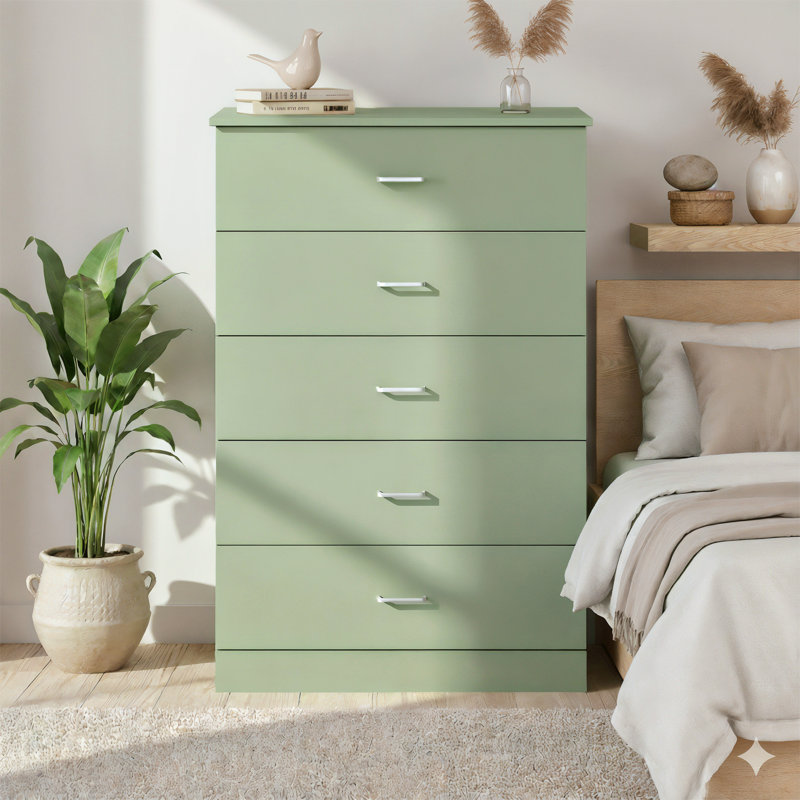 Allyannah 5 Drawer 47.2'' H Dresser, Sage Green