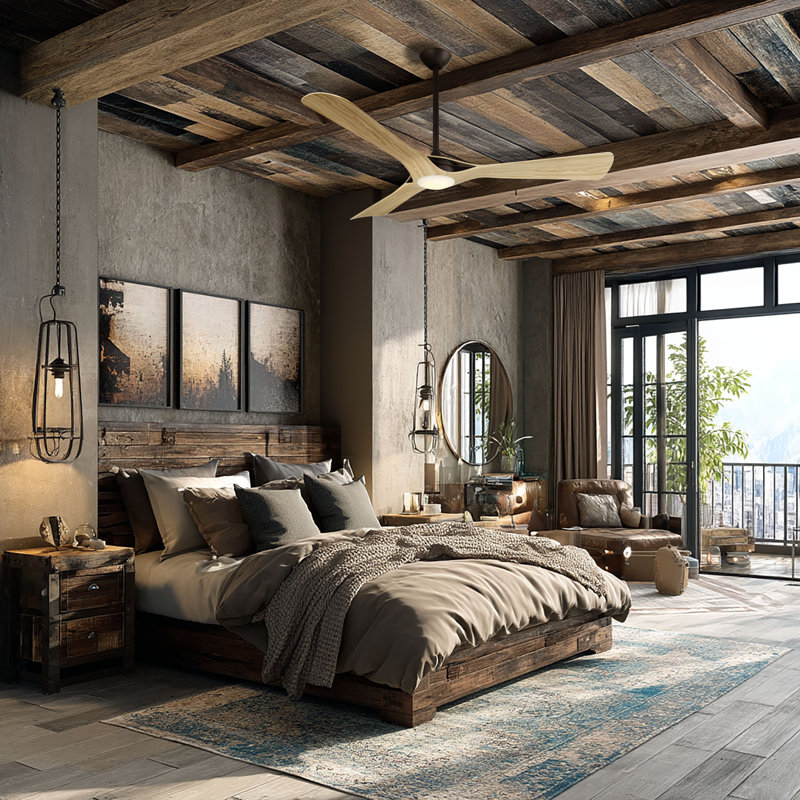 Bridge 60" Led Smart Ceiling Fan, White Wood, Bronze