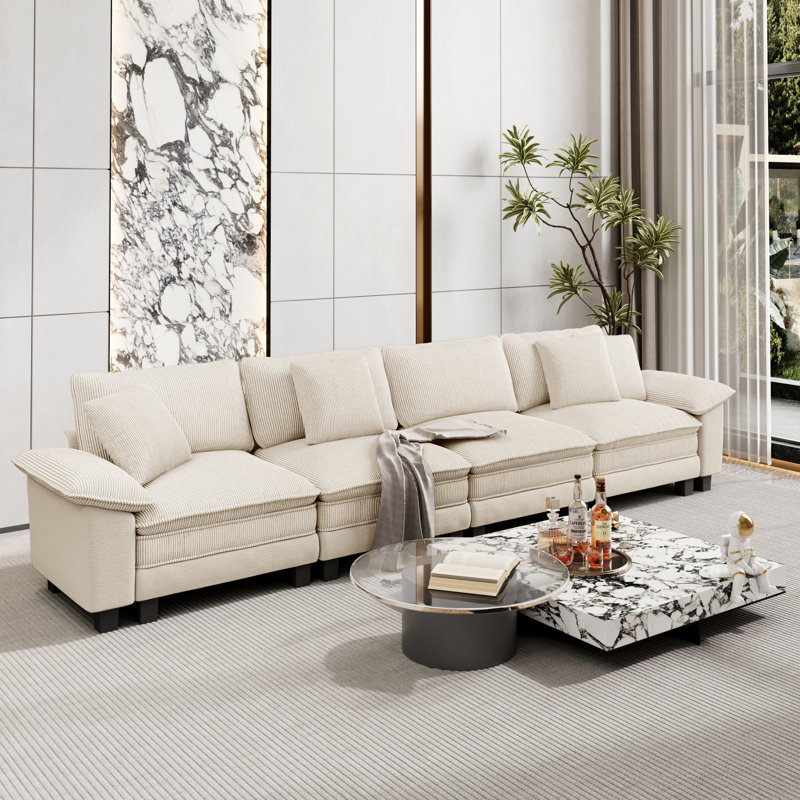 Canapé modulaire de 158 po, canapé Cloud Comfy pour le salon, canapé 4 places à assise profonde avec coussin décoratif, 4