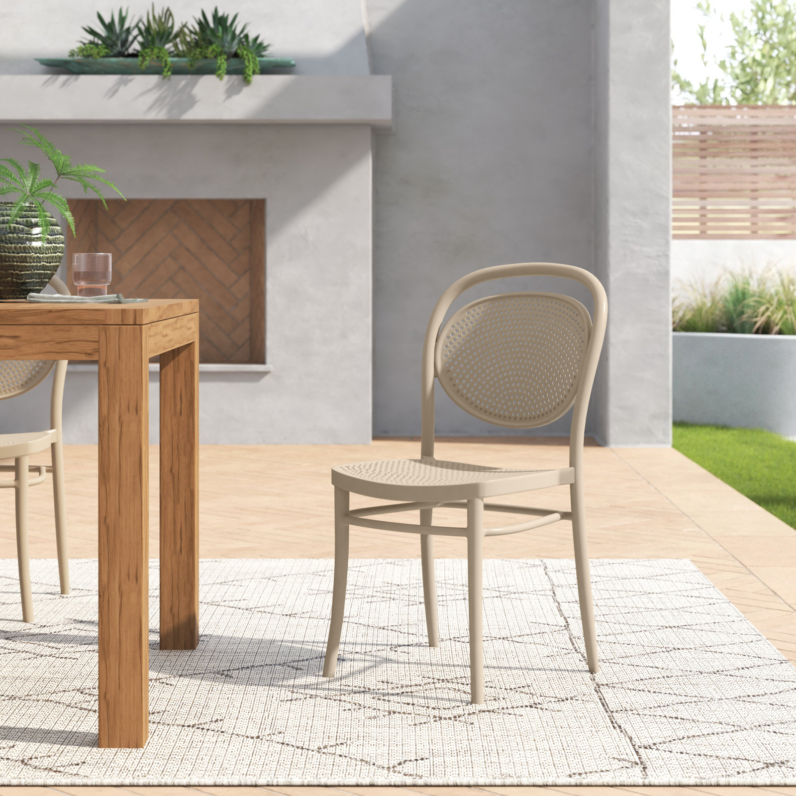 Farrah Stackable Patio Side Chair, Taupe