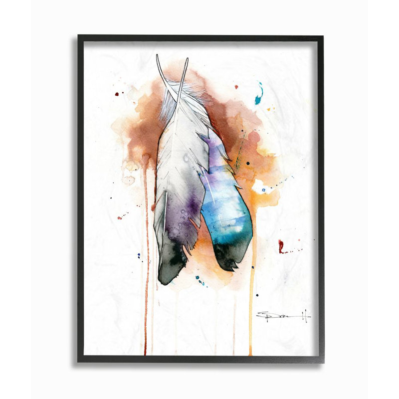 « oiseau plumes abstract aquarelle » par sean parnell, reproduction d’art, Giclée encadrée noir minuit