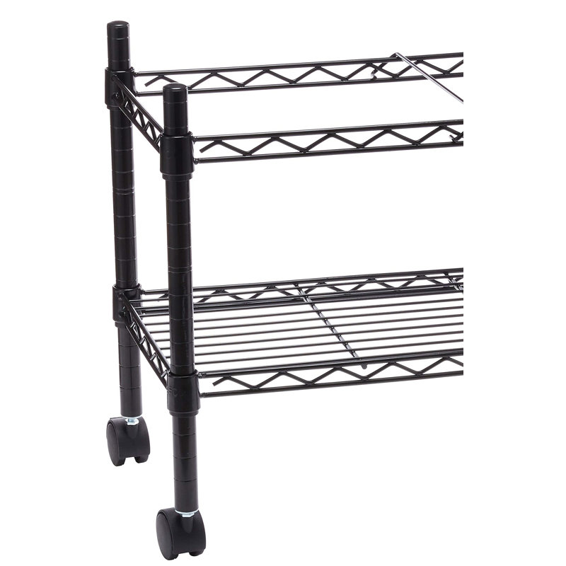 Compact Black Steel Wire 24" Mobile Filing Trolley with Locking Casters