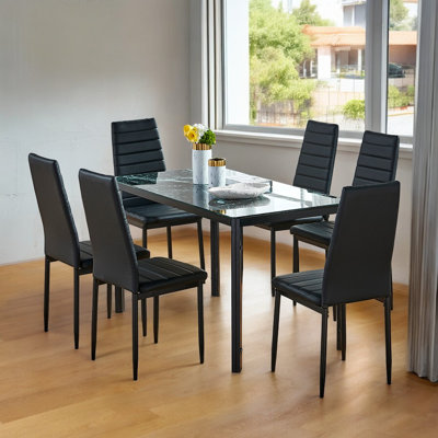 Rosenzweig 6 - Person Glass Top Four Leg Dining Set