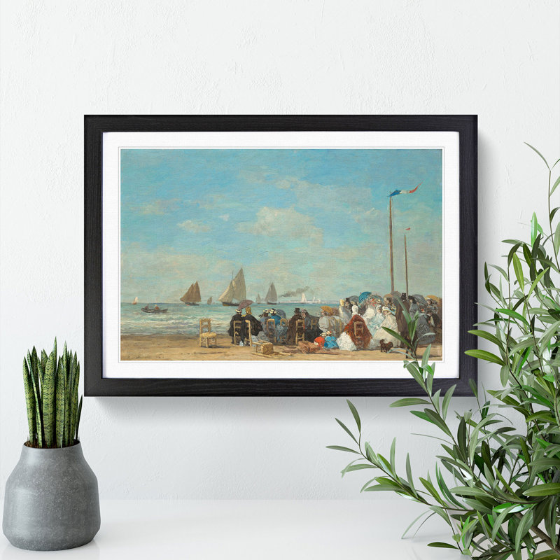 Beach at Trouville Vol.3 by Eugene Boudin - Picture Frame Painting, Black Framed, 36cm H x 48cm W x 2cm D