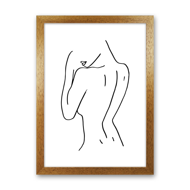 Female Back Pose - Print, 88cm H x 64cm W x 3cm D, Oak Frame