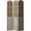 Bigham Beige Wood Hinged Foldable Partition 3 Panel Room Divider Screen w/ Burlap Window Pane Design