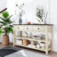 Console rétro avec deux tablettes ouvertes, structure et pieds en bois de pin massif-98550759-98550761