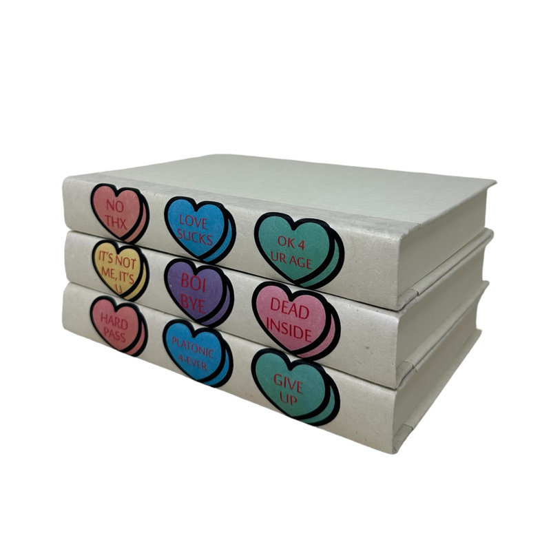 Candy Hearts Handmade Decorative Book in White/Red/Green/Blue