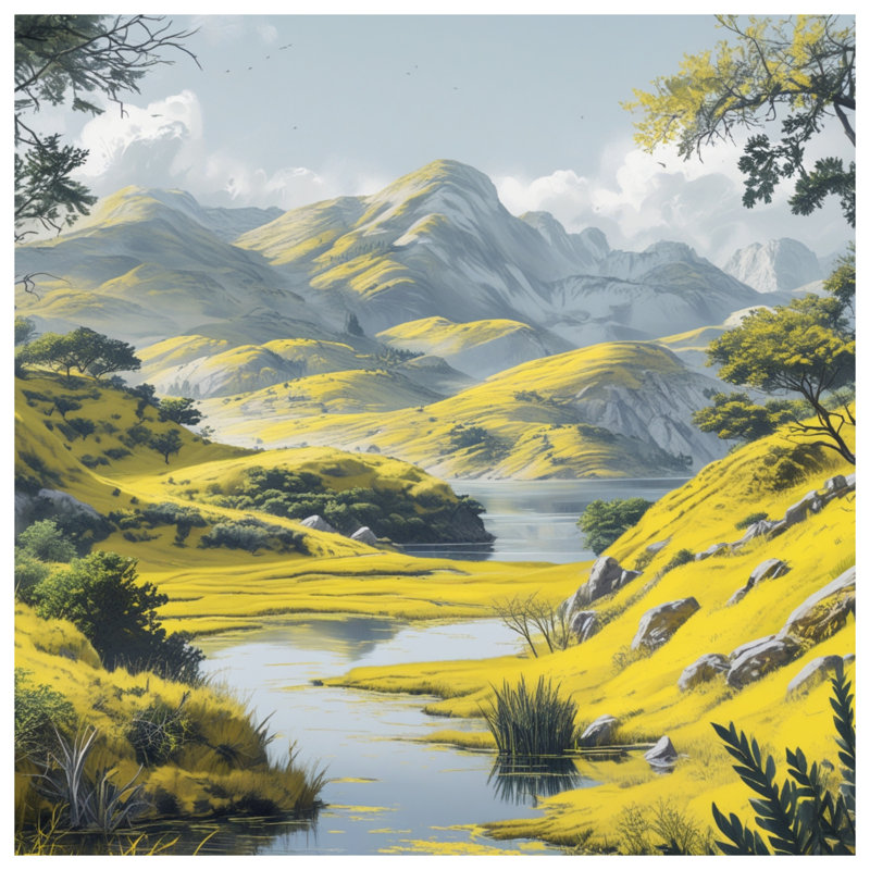 Tapis de bain Yellow Green Hills, L 34 po x L 21 po