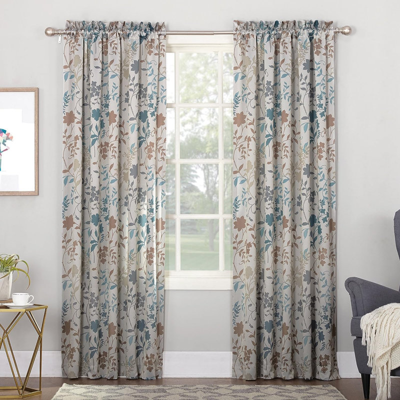 Kenayah Semi Sheer Curtain Single Panel, 54" W x 63" L