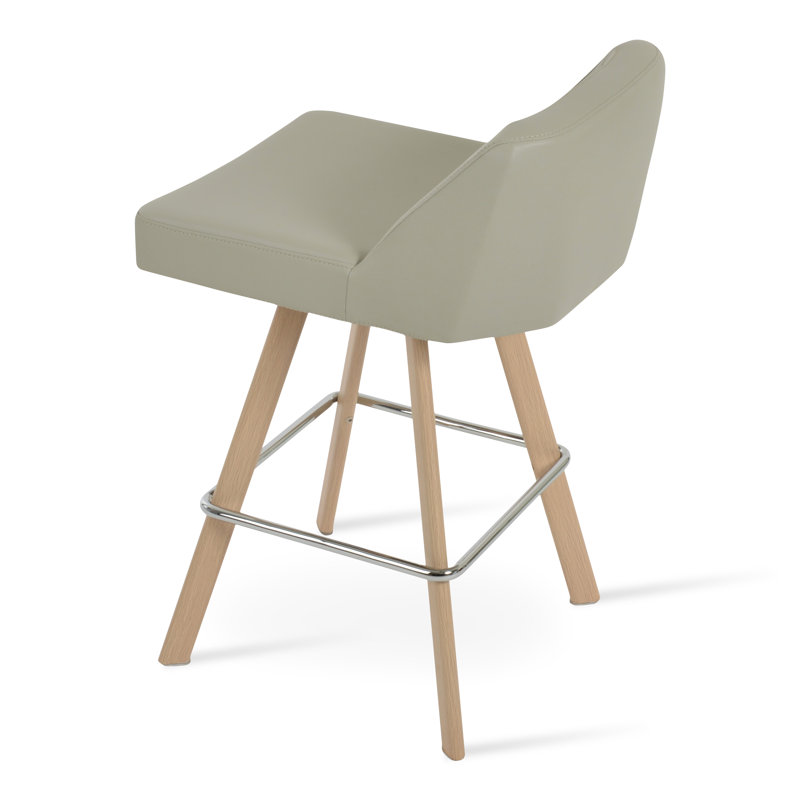 Tabouret de bar et de comptoir Prisma Sword, Tabouret de comptoir (siège d'une hauteur de 25,5, Naturel, Gris clair