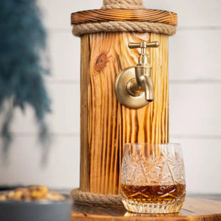 Pine Wood Drink Dispenser - Custom Engraved Liquor Or Whiskey Dispenser For Home Bar, Rustic Bar Decor, Gift For Him