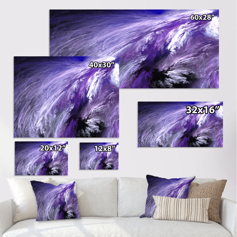 Galaxie mauve, tempête hivernale - Impression sur toile, H 16 po x l 32 po x P 1 po, Toile tendue