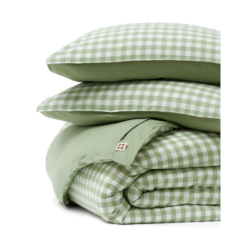 Bedsure 100% Washed Cotton Duvet Cover King Size, Classic Yarn-Dyed Gingham Duvet Cover Set Enhances Bedroom Comfort And Style, Gentlesoft Checkered Bedding Set