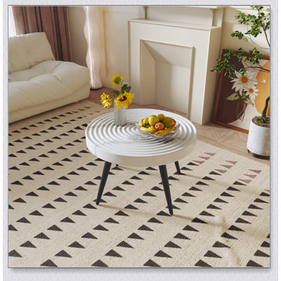 Table basse de salon de style campagnard moderne de 31 pouces, ronde avec finition naturelle et design durable