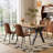 Upholstered Dining Chair Set Faux Leather Scoop Seat with Carbon Steel Legs (Set of 4)-124579587-124568719