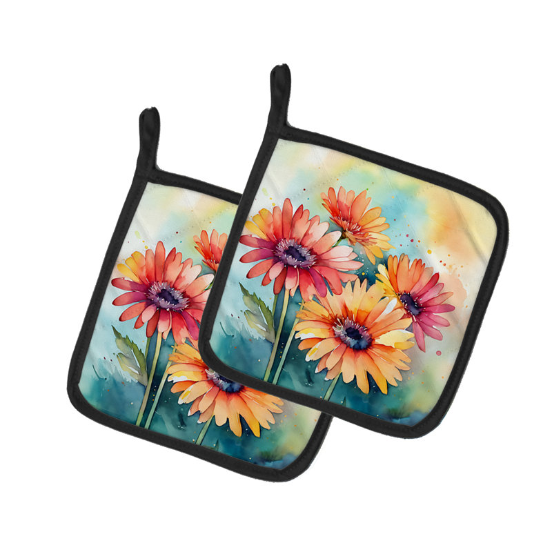 Caroline's Treasures Floral Polyester Potholder Set
