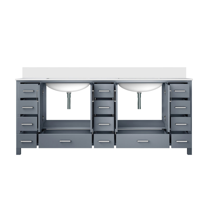 Double Bath Vanity with Cultured Marble Top, Dark Gray