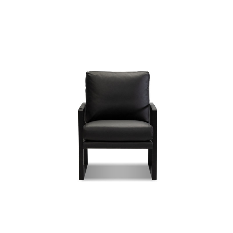 Fauteuil en cuir 63,5 cm de large avec dessus en cuir Mitchell, Noir