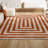 Isibeal Modern Classic Mitre Stripe Terracotta/Ivory Rug-1931684839