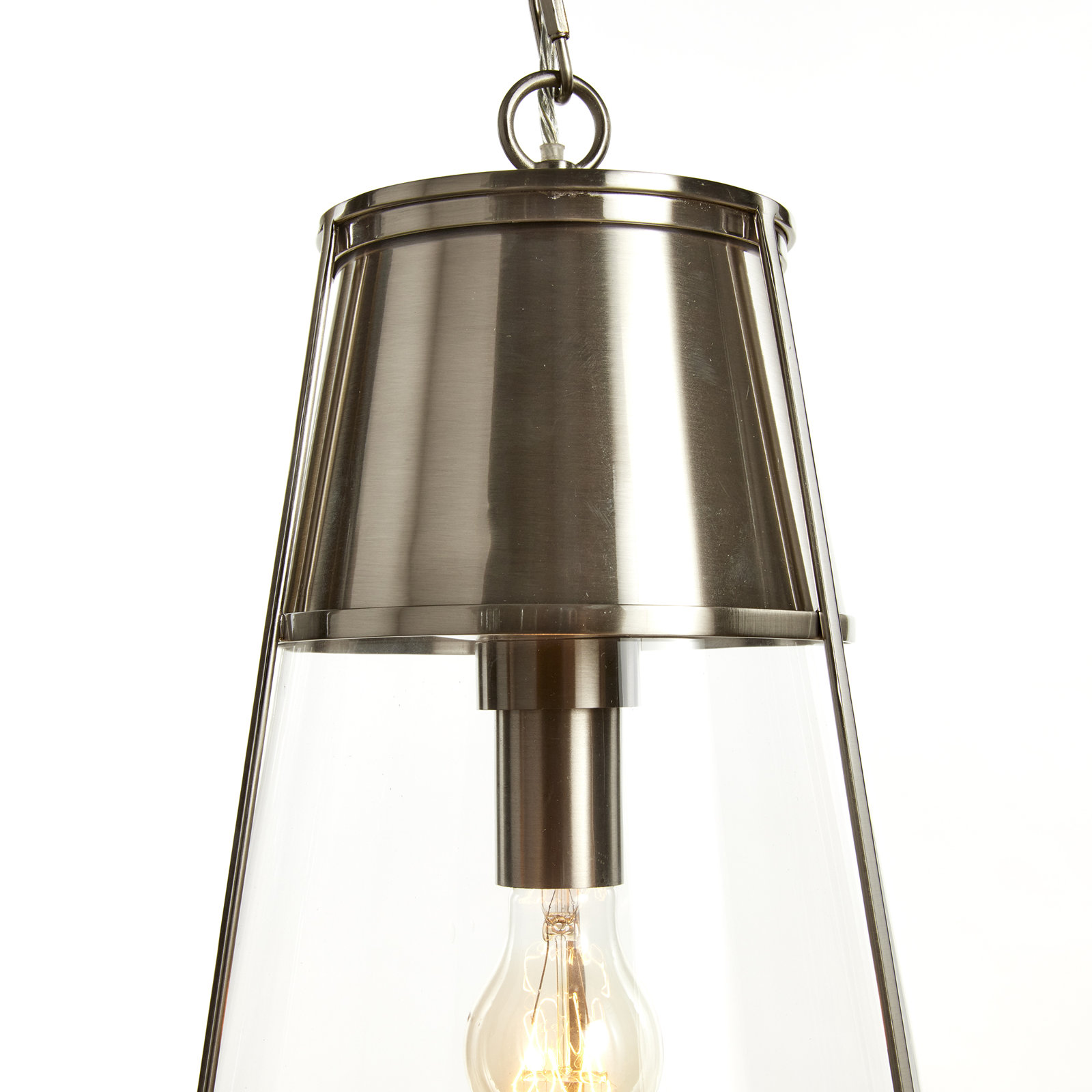 Dunecrest Single Light Glass Dimmable Pendant, Silver