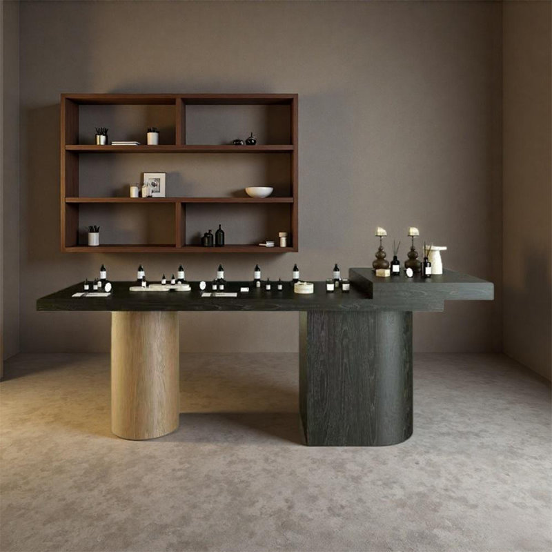 Table de présentation moderne en bois pour les magasins de détail, H 39,37 po x l 63 po x P 23,62 po