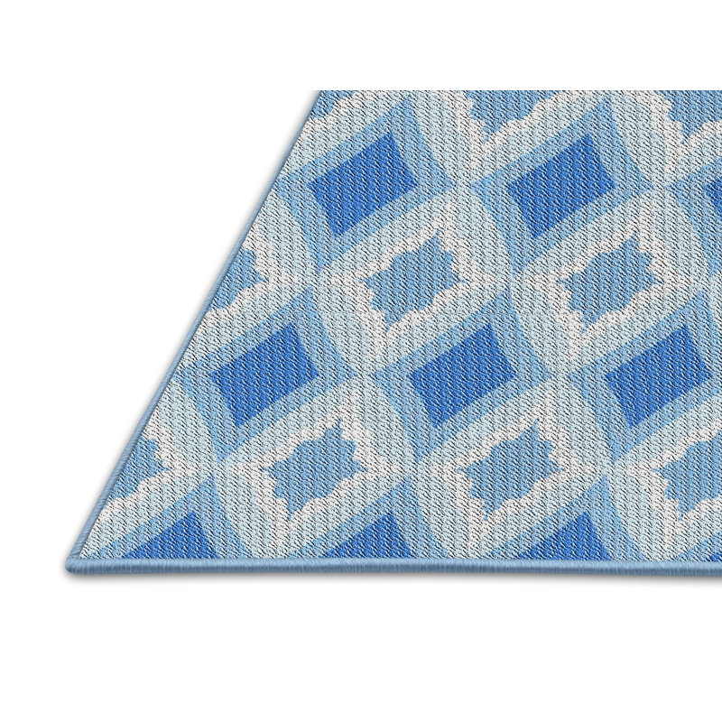 Tapis bleu ciel tissé à la machine, Rectangle 5 pi x 7 pi