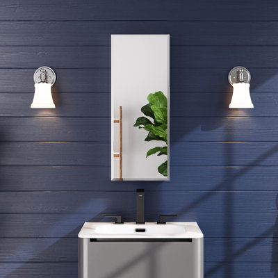 Pharmacie à fixation en surface ou encastrée en aluminium avec porte miroir biseautée et 3 tablettes réglables en verre
