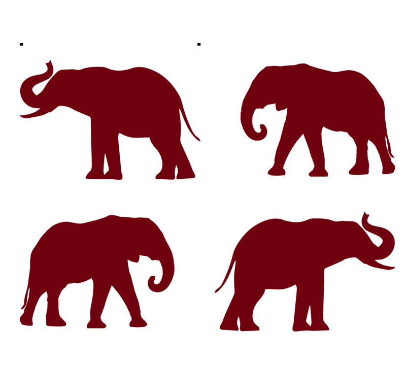 Décalcomanie murale motif éléphant, Bourgogne, H 4 po x l 6 po x P 0,01 po