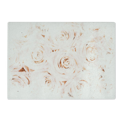 Tempered Glass Wall of Roses Watercolour Chopping Board