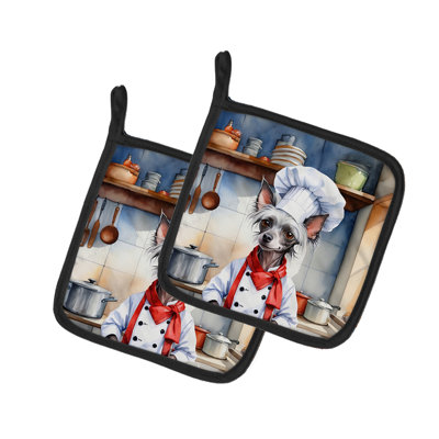 Caroline's Treasures The Dog Chef Polyester Potholder Set