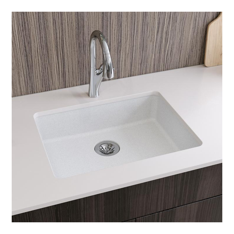Quartz Classic 25" x 18-1/2" x 5-1/2" Undermount Kitchen Sink with Perfect Drain, White