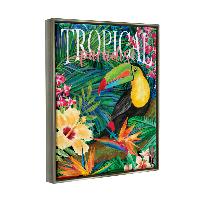 "Tropical Paradise" par Touchan Thurman Designs, Cadre flottant gris lustré, H 31 po x l 25 po x P 1,7 po