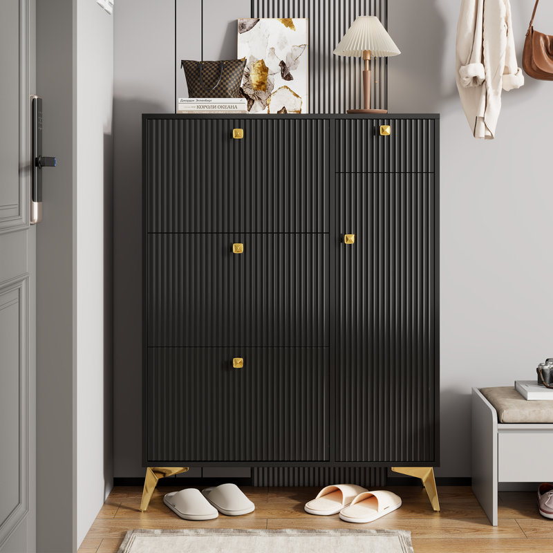 16- Pair Shoe Storage Cabinet, Black