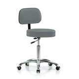 PERCH Chrome Walter Height Adjustable Exam Stool with Backrest | Medium Bench Height 21-28.5"