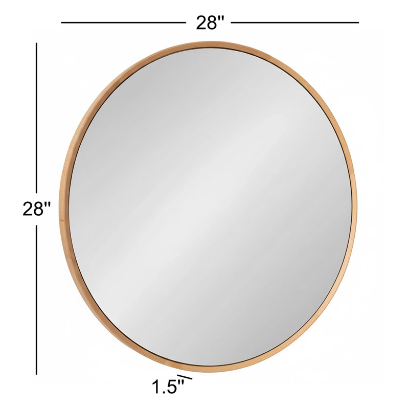 Miroir d'appoint Roberts, 28 po x 28 po, Bois brun, Bois massif