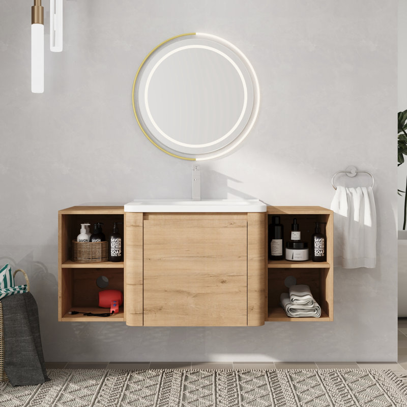 48" Wall Mounted Single Bathroom Vanity with Ceramic Top, 48"