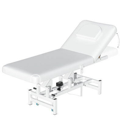 Faux Leather Spa Massage Chair,Professional Facial Bed with Adjustable Backrest, Heavy-Duty 1500lbs Capacity(White)