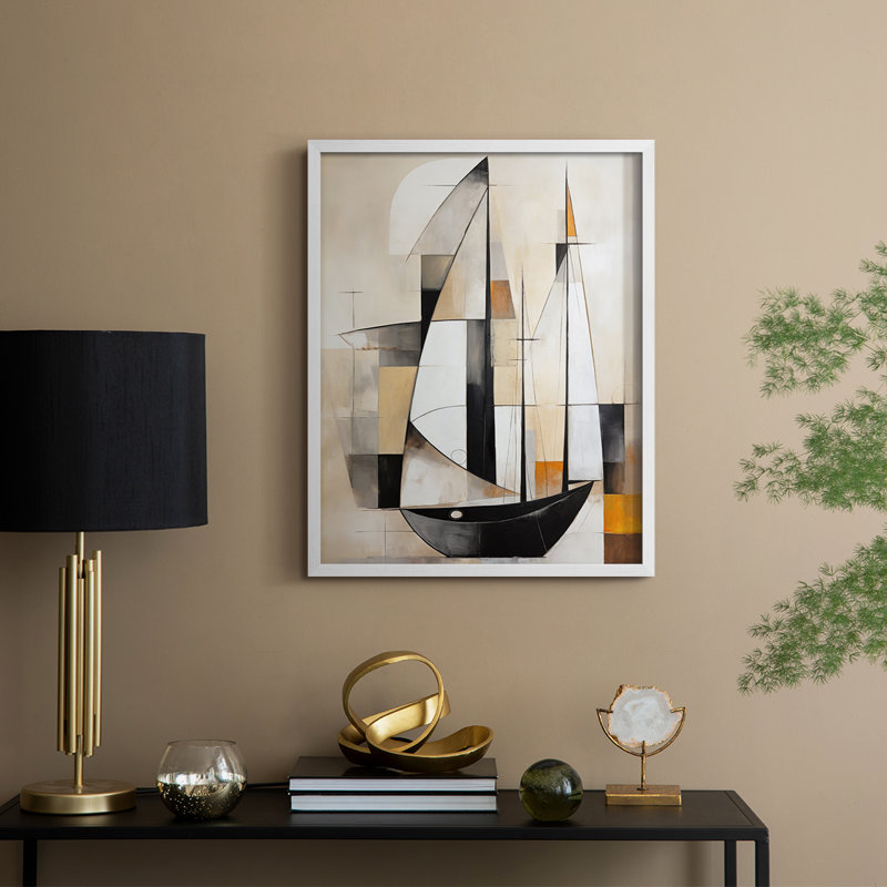 NAUTICAL Series CCGLXIV - Impression encadrée de qualité supérieure - Prêt à être accroché - Aucun clou requis, Blanc