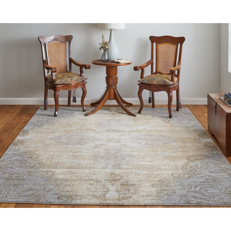 Neoma Viscose Floral Indoor Rug, Rectangle 3'9" x 5'9"