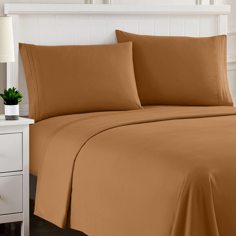 Luxurious Classic Soft Solid 1800 Series Microfiber Sheet Set, Various Colors and Sizes, Queen, Mocha Chocolate