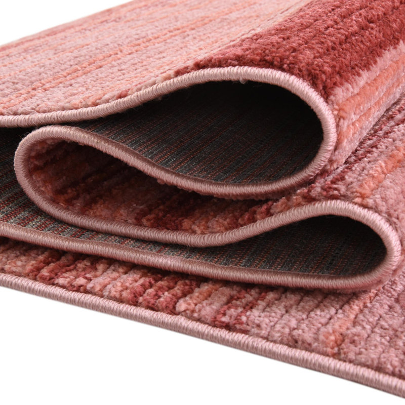 Tapis d'intérieur rayé Hulsey, Red, Carré 9 pi 10 po