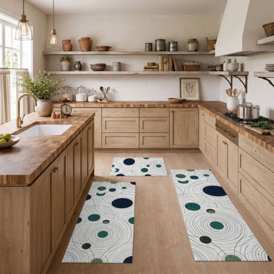 Tapis de cuisine lavables antidérapants à cercles géométriques