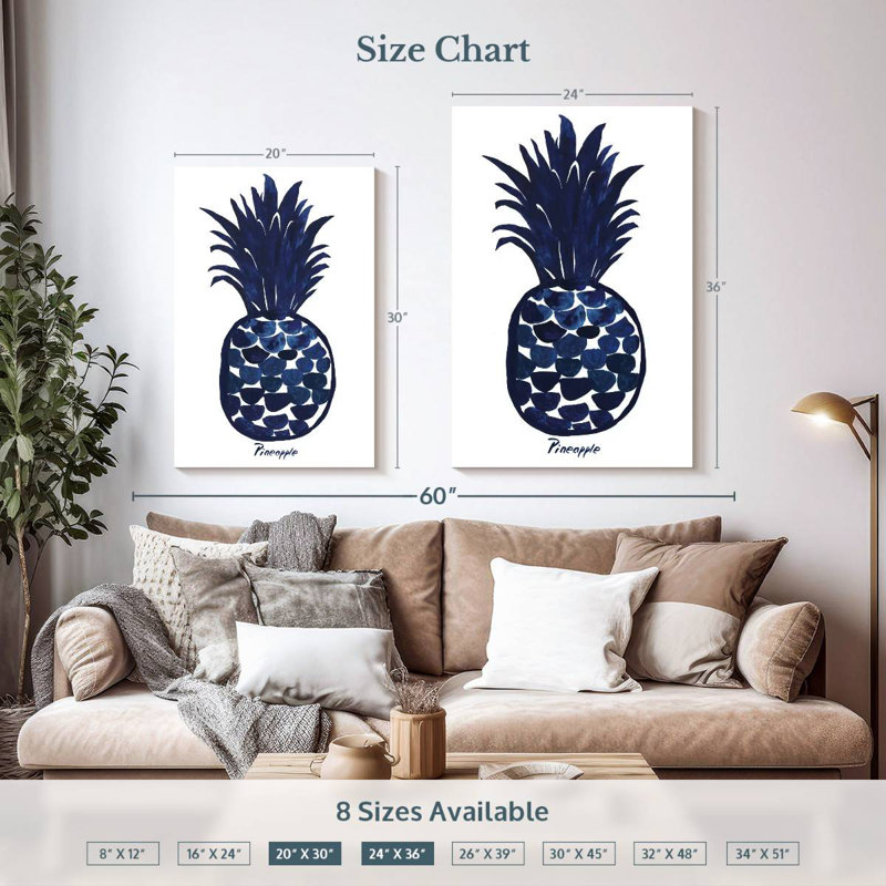 Yarlin Indigo Pineapple, 36" H x 24" W